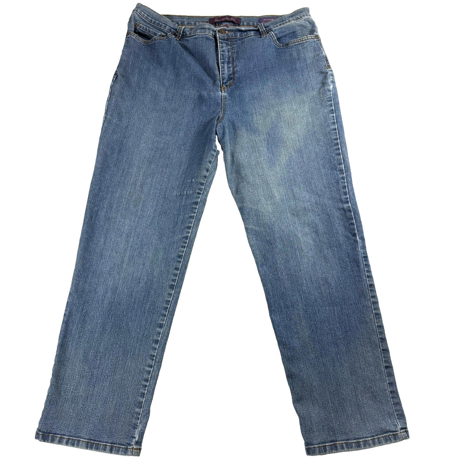 Gloria Vanderbilt Amanda Womens 16 Short Straight Leg Jeans Blue Denim Classic !